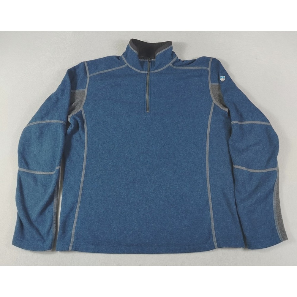 Kuhl Pullover Mens Large Blue Kashmira Fleece‎ Quarter Zip Hiking Outdoor Layer